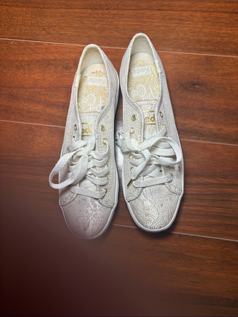 Keds Women's White Lace-Pattern Low-Top Sneakers